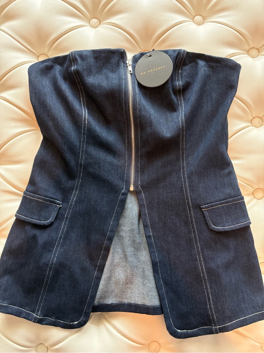 NWT No Vacancy Strapless Dark Denim Tube Top